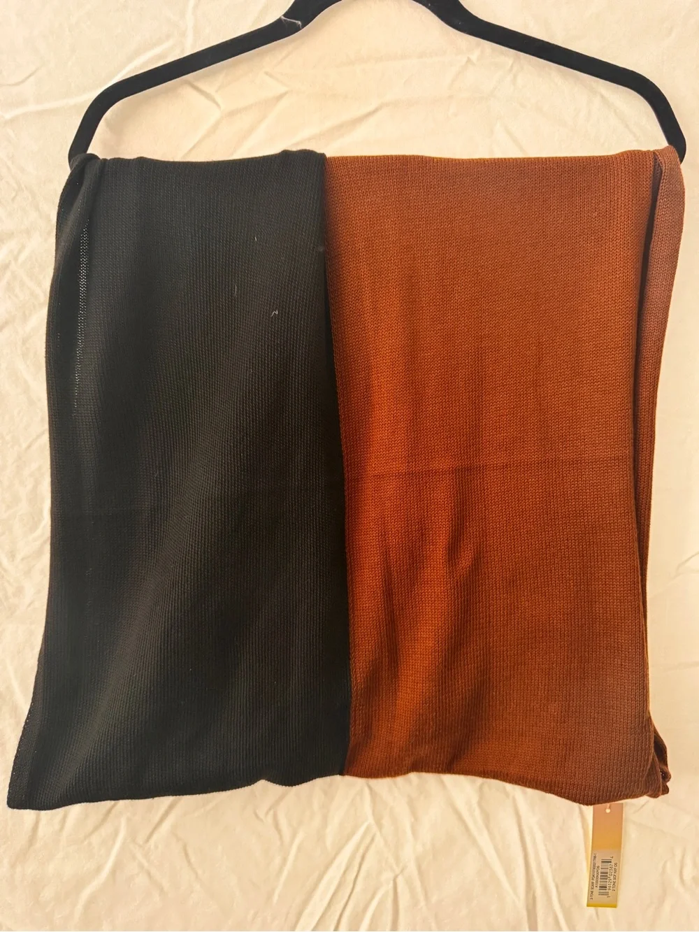 summersalt Rust and Black Ribbed Knit Scarf